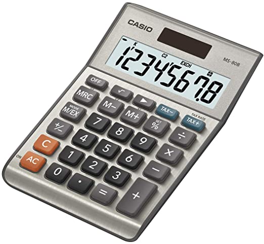 Calculadora de escritorio Casio MS-80B de funciones estándar color gris