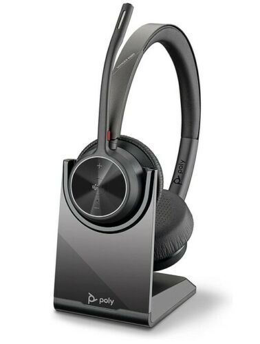 Poly Voyager 4320 UC Wireless Headset + Stand Connect to PC Bluetooth Adapter