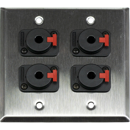 Whirlwind WP2-4QW 2-Gang Wall Plate with 4 Whirlwind WCQF Terminals.