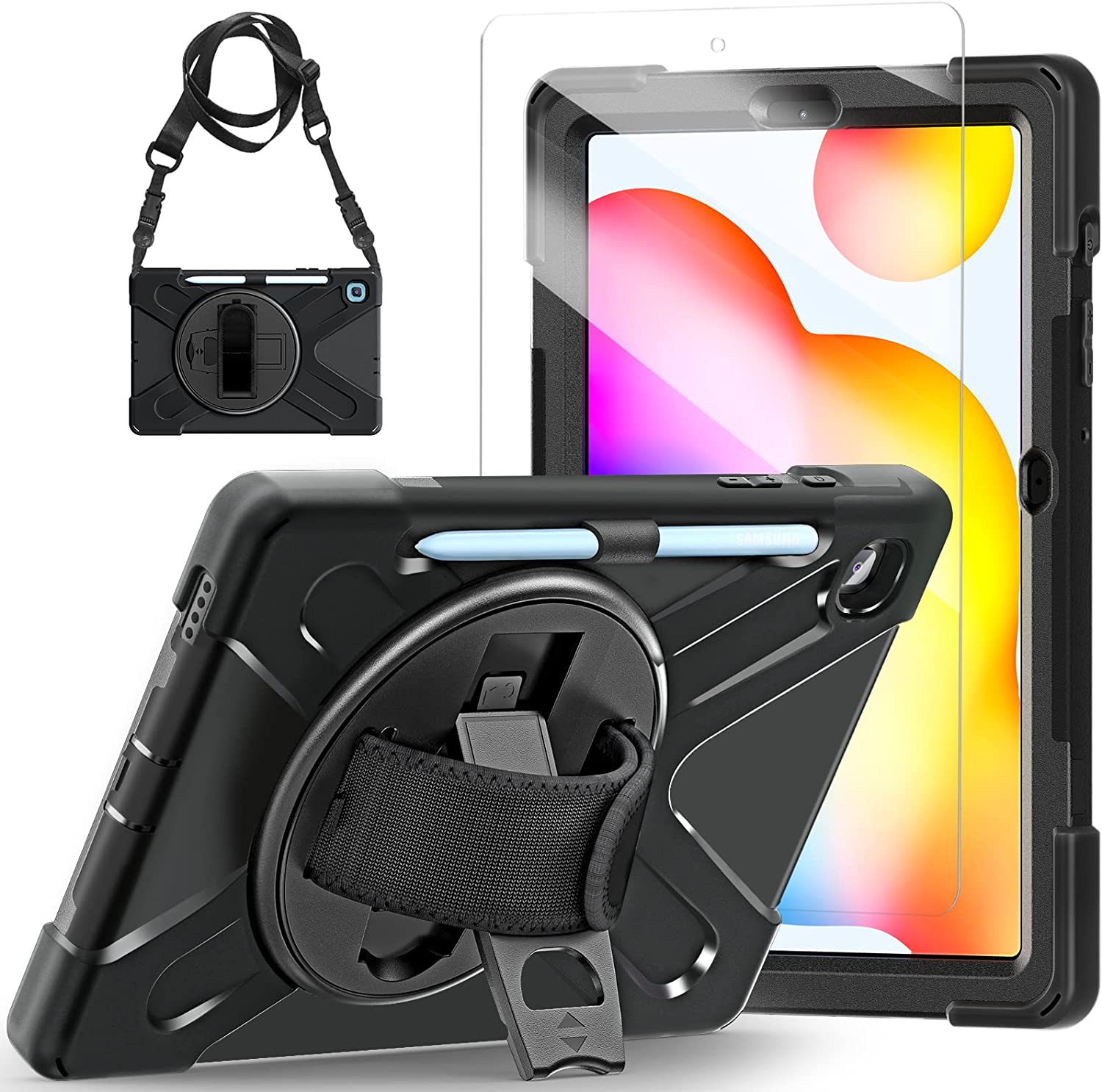 TSQ QST - Funda para Samsung Galaxy Tab S6 Lite de 10.4 pulgadas 2022/2020 (SM-P610/P613/P615/P619) con protector de pantalla para bolígrafos