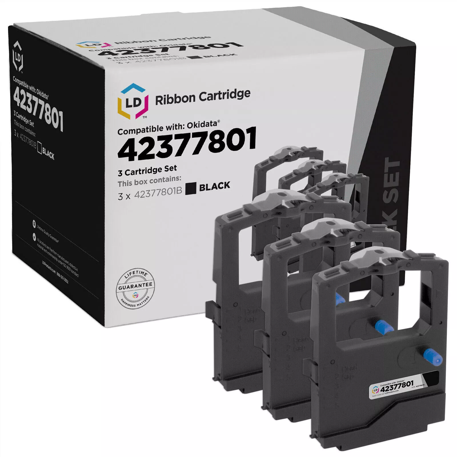 LD 3PK 42377801 CARTUCHO DE CINTA DE IMPRESORA NEGRO PARA OKIDATA MICROLINE
