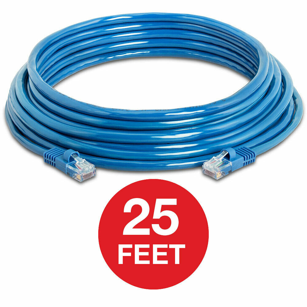 Patch cord CAT5e Ethernet Cable Lan Computer Network CAT5 RJ45 25 pies azul. Genérico