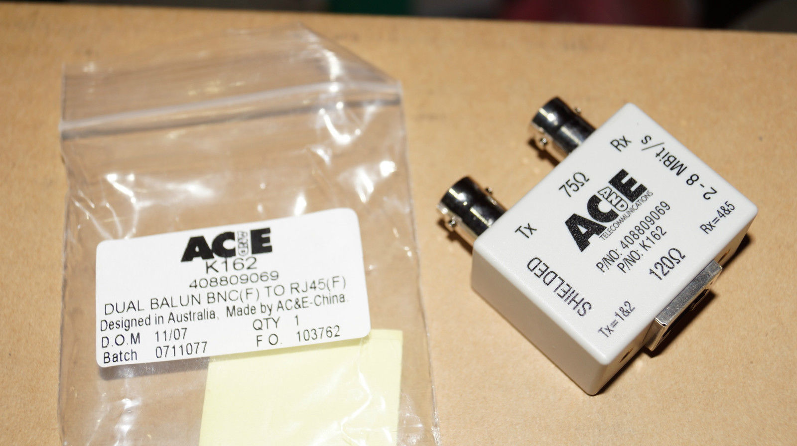 AC& E K162 / 408809069 Dual-BNC TO RJ45 ADAPTERS
