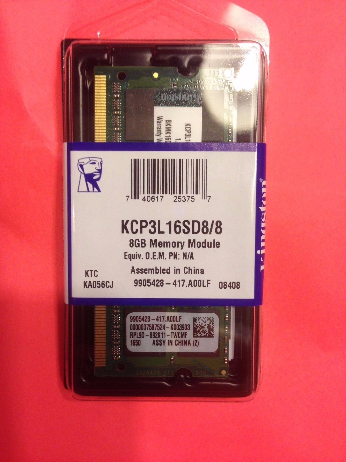 KINGSTON 8GB DDR3L 1600 8G 1.35V KCP3L16SD8/8