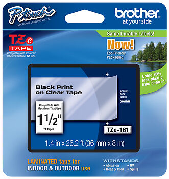 Brother 1.5 \"(36 mm) Negro en cinta P-touch transparente para impresora PT9500, PT-9500PC