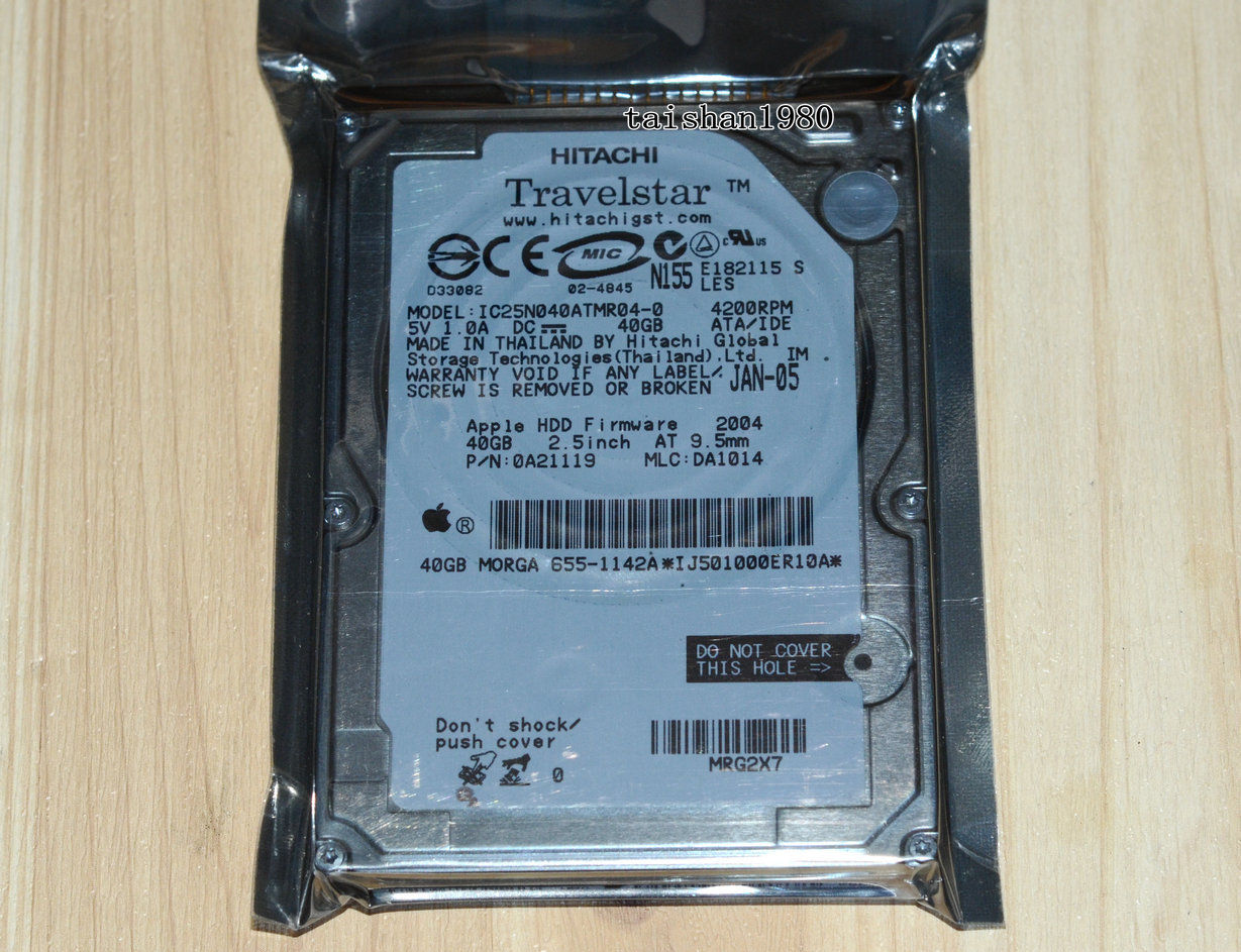 Hitachi 40GB IDE ATA 4200RPM 2.5" Laptop Drive IC25N040ATMR04-0