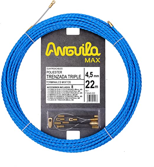 ANGUILA MAX 7.5045.022 - Guía de cables (poliéster, triple trenzado, 0.177 in, 72.2 ft), color azul