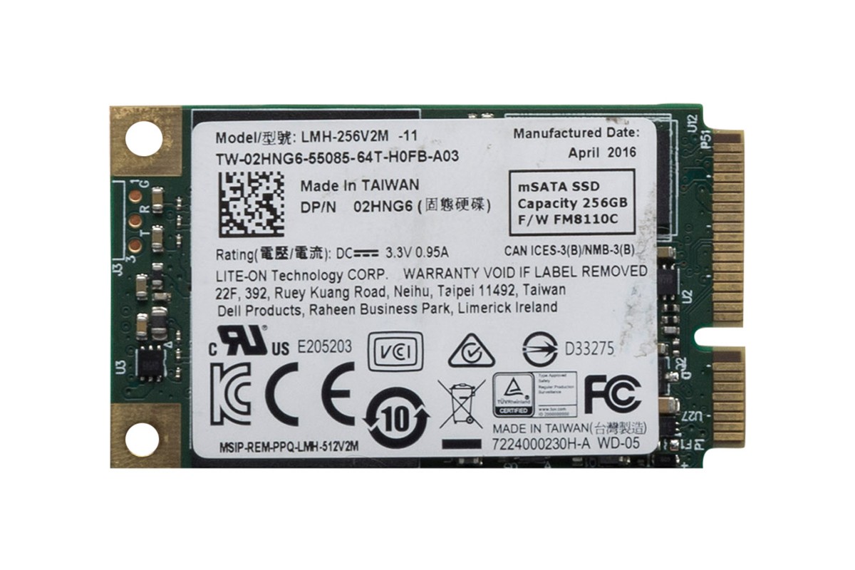 DELL 256 GB LITE-ON SOLID STATE DRIVE SSD MSATA 02HNG6 2HNG6 LMH-256V2M FM8110A