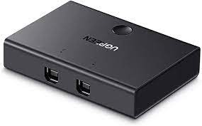 UGREEN CONMUTADOR USB PARA USO COMPARTIDO USB 2.0 CONMUTADOR PERIFÉRICO, CAJA ADAPTADORA 2 ORDENADOR COMPARTIDO 1 USB DISPOSITIVO HUB