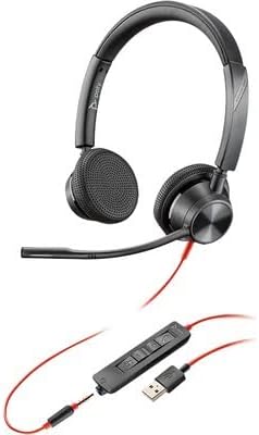 Plantronics - Auriculares estéreo con cable Blackwire 3325 con micrófono Boom (Poly) - Conéctate a PC/Mac a través de USB-A o móvil/tableta a través de un conector de 0.138 in - Funciona con equipos, zoom y más