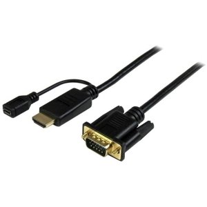 3 ft HDMI to VGA active converter cable - HDMI to VGA adapter - 1920x1200 or 1080p - HDMI/VGA for Video Device, Monitor, Projector - 3 ft - 1 x HDMI Male Digital Audio/Video, 1 x Type B Female Micro USB - 1 x HD-15 Male VGA.