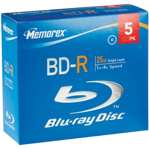 MEMOREX 32020014034 25GB 4X BD-R BLU-RAY DISCOS (5 PAQUETE)