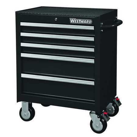 Gabinete rodante Westward 32H895 26-11/16""W 5 cajones, negro, 18""D X 33-5/16""H