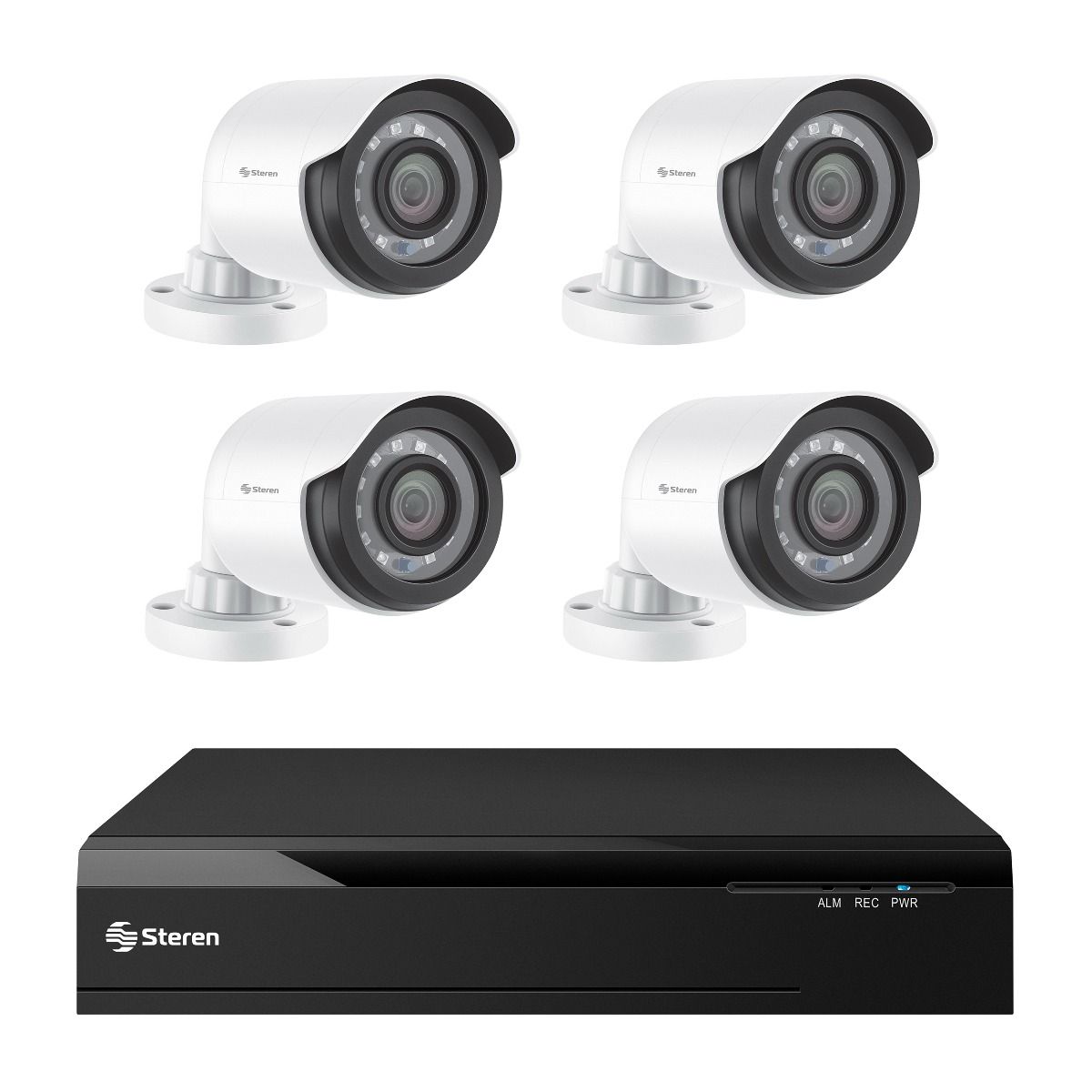Sistema de seguridad CCTV con DVR pentahíbrido de 8 canales 4 camaras disco duro y monitoreo por Internet.