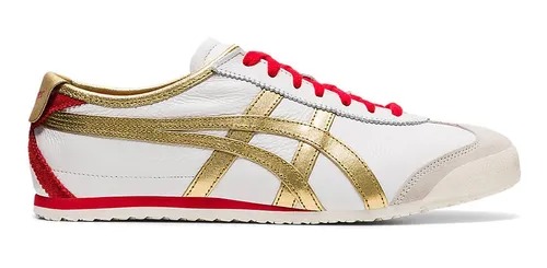 Onitsuka Tiger Mexico 66 Trainers White Pure Gold Red Asics Leather.