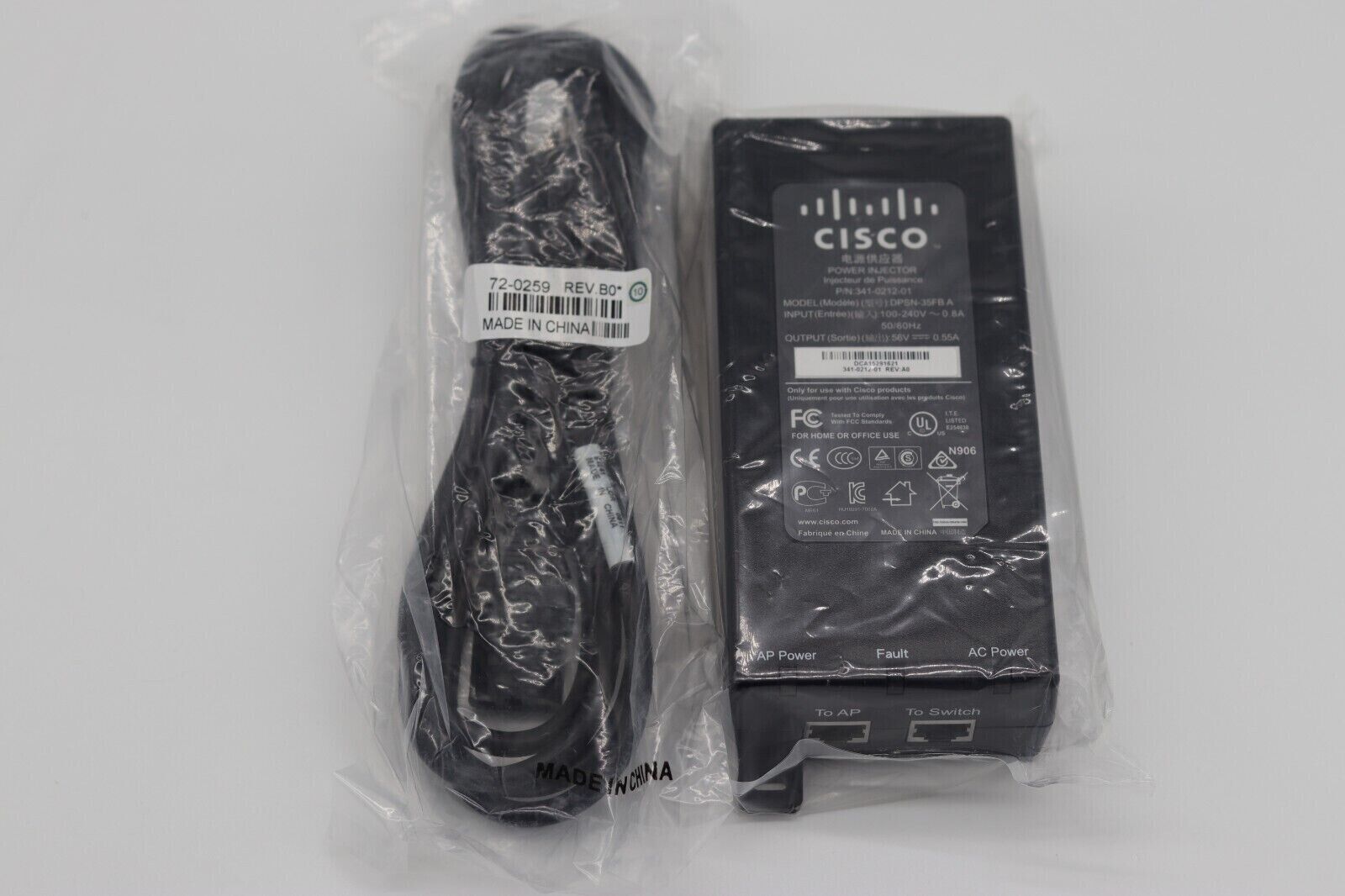 Inyector de alimentación original Cisco Aironet 341-0212-01 (AIR-PWRINJ4)
