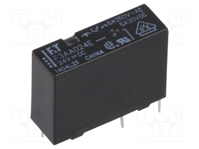 Relé electromagnético; SPST-NO; Uinductor: 24VDC; 5A; 5A/250VAC