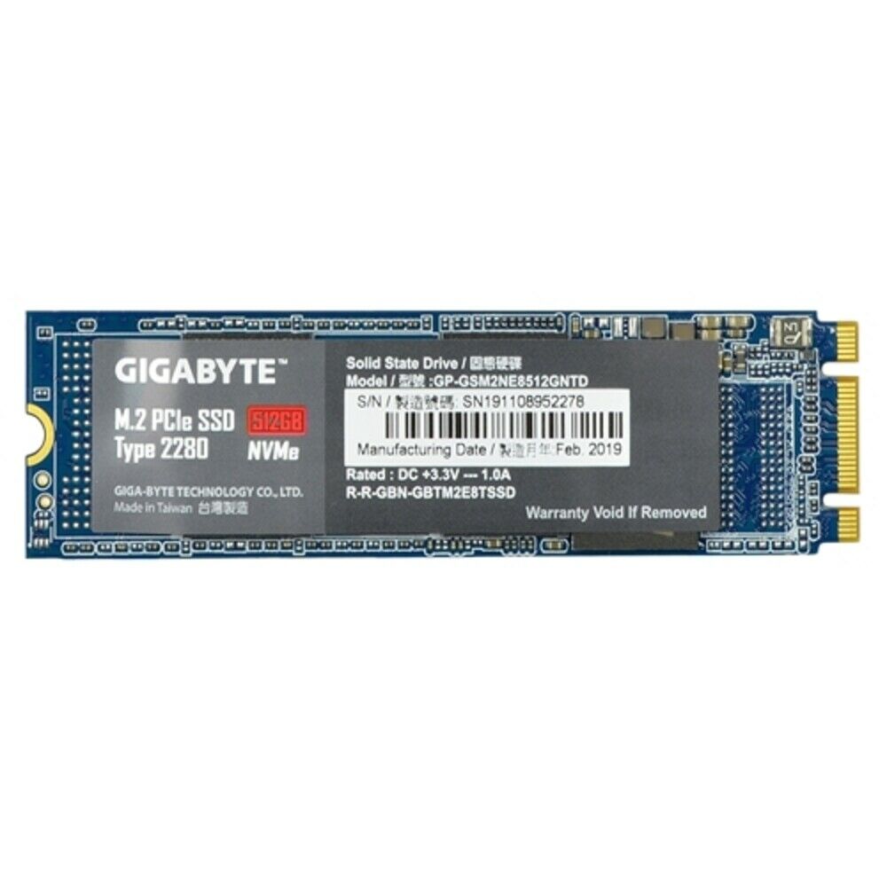 Gigabyte GP-GSM 2 ne 8512 GNTD 512GB PCI Express 3.0 x2 NVMe M.2 Estado sólido 2280