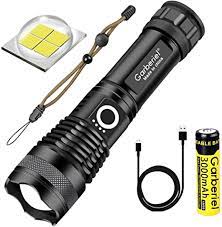 LED XHP70 FLASHLIGHT WITH BATTERY 5000 HIGH LUMENS SUPER BRIGHT WATERPROOF RECHARGEABLE ZOOMABLE USB TORCH LIGHT FOR CAMPING, HIKING, OUTDOOR ACTIVITIES