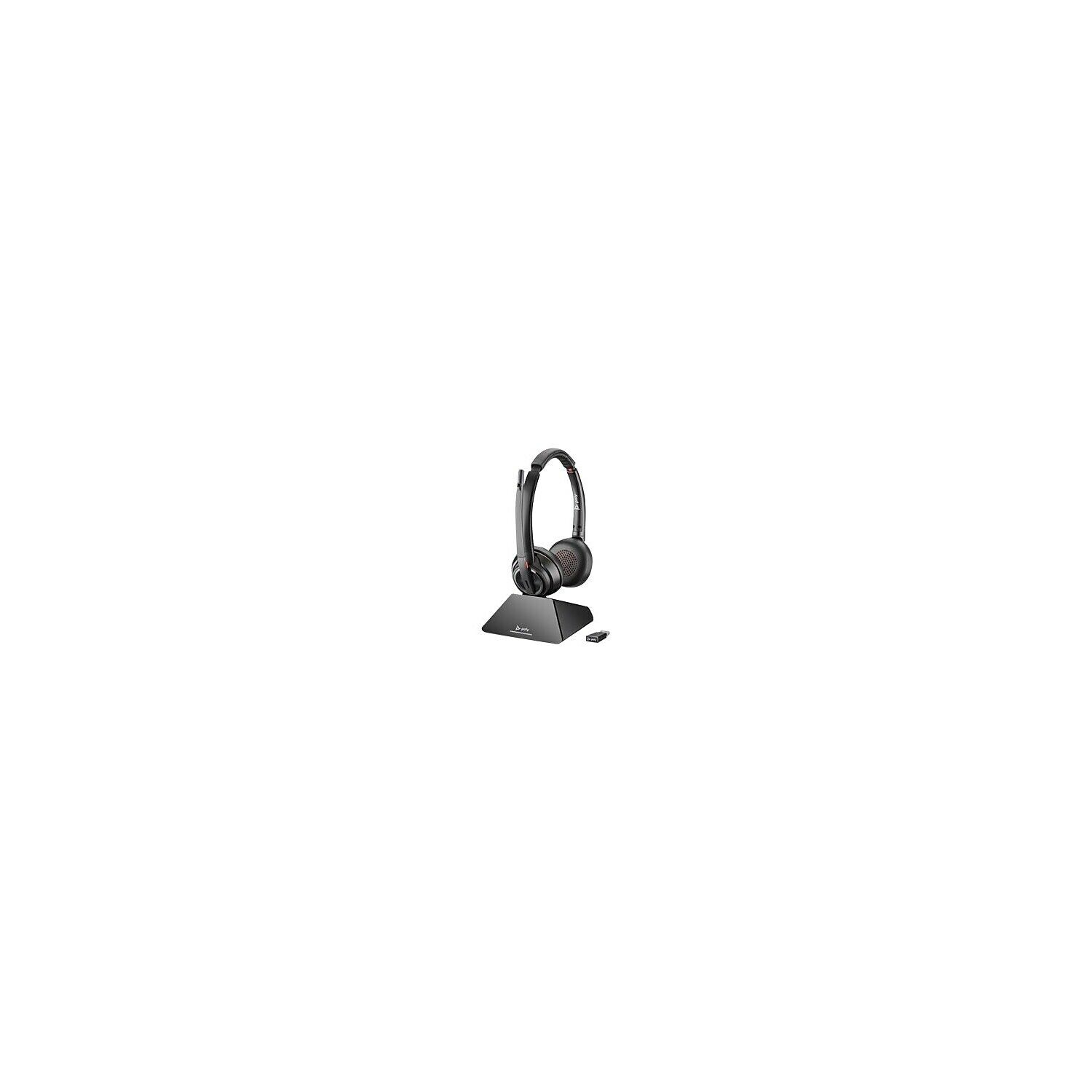 Poly Savi 8220 UC Wireless Noise Canceling Stereo Headset Over-the-Head Black.