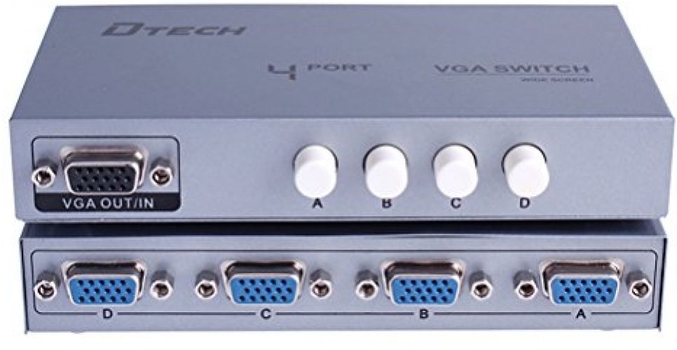 DTECH 4 PUERTOS VGA SWITCH BOX 4 EN 1 OUT VIDEO SWITCHER PARA 4 PCS