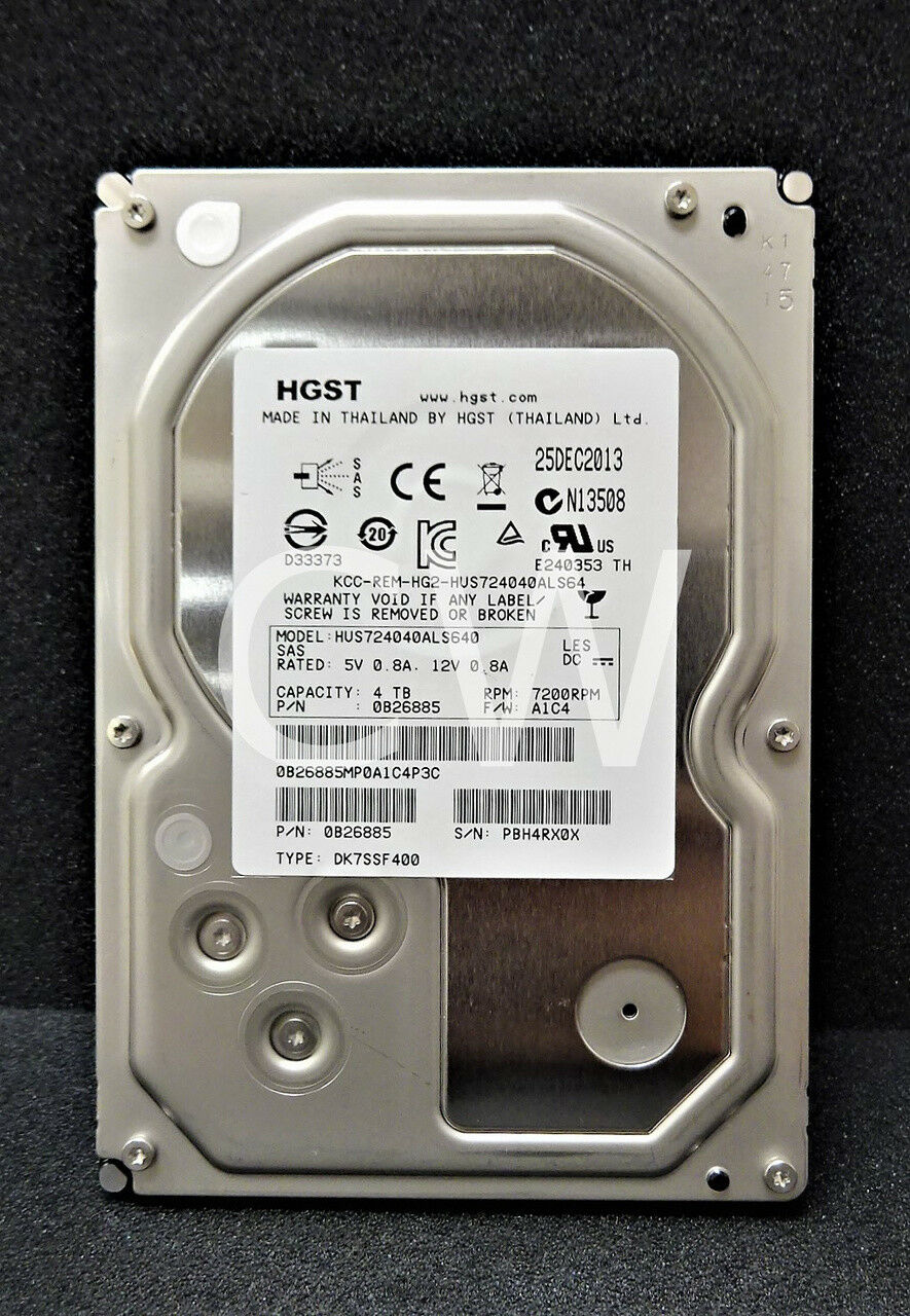 Hitachi HUS724040ALS640 4TB 7.2K 6G 64MB 3.5in SAS Hard Drive 0B26885