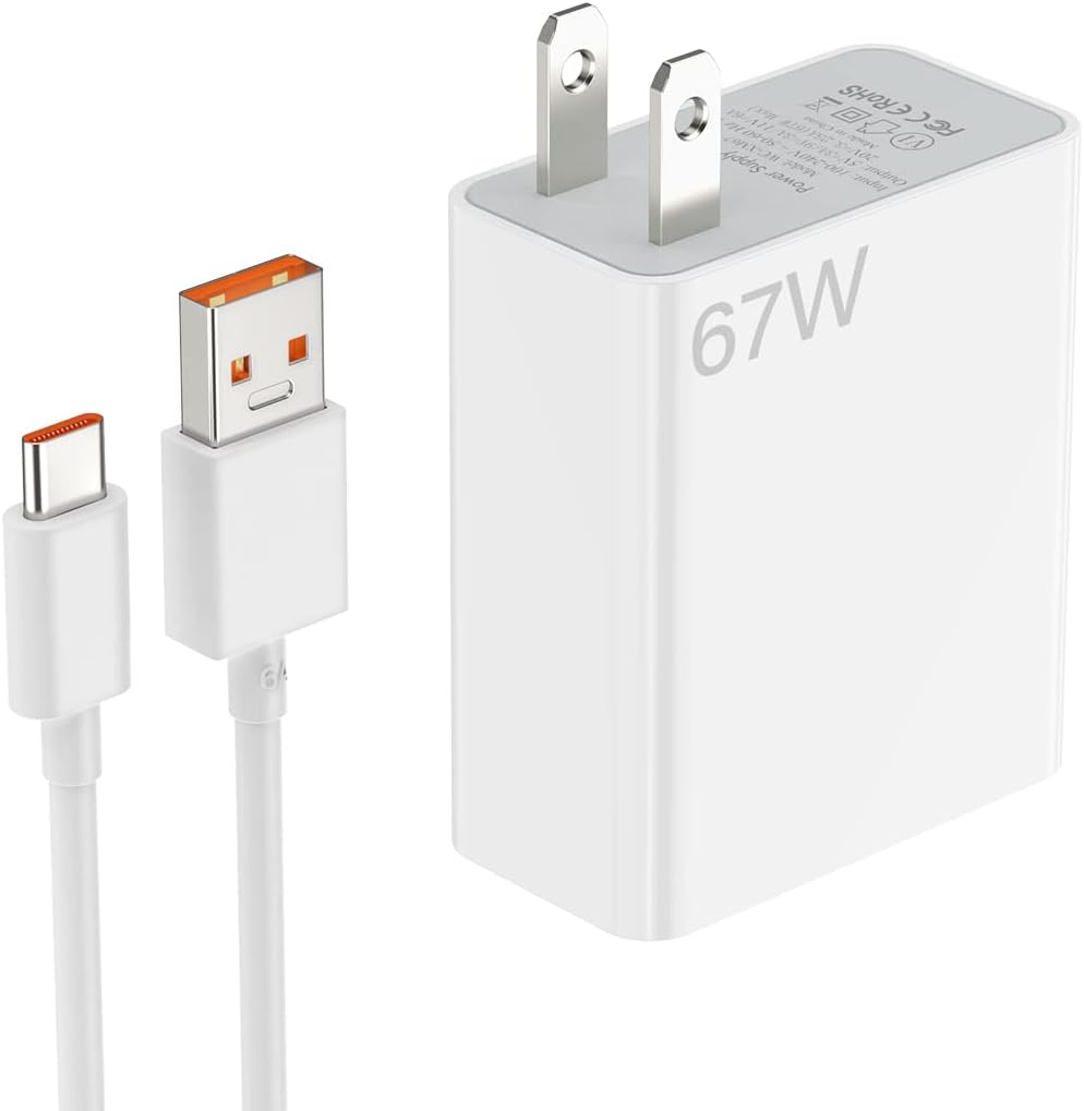 SGQGS para Xiaomi Cargador 67W Mi Turbo Fast Wall Charger Carga rápida para Xiaomi 13 12 12t 12s Pro Lite Redmi Note K60 K50 11 11s 12 Pro Plus Poco F5 X5 F4 X4 GT Black Shark 3 4 5 Pro