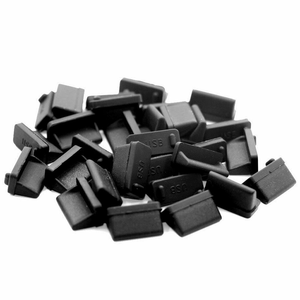 Cubierta de puerto USB de 50 Piezas silicona anti polvo protector para el extremo hembra negro