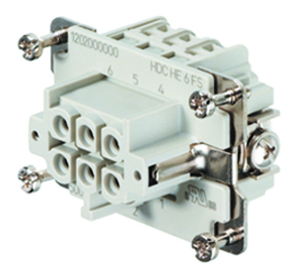 1200200000 -  HEAVY DUTY CONNECTOR, 20-14AWG, SERIE HE, MONTAJE DE CABLE, RECEPTáCULO ELéCTRICO, 6 CONTACTOS