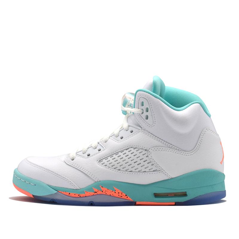 Nike Air Jordan 5 Retro GS White Aqua Crimson 440892-100.