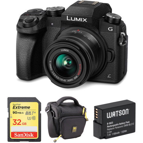 Panasonic Lumix DMC-G7 Cámara digital Micro Four Thirds sin espejo con lente de 14-42 mm y kit de accesorios (negro)