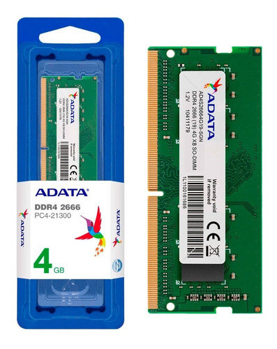 Memoria RAM ADATA 4 GB, DDR4, 2666 MHZ, SO-DIM