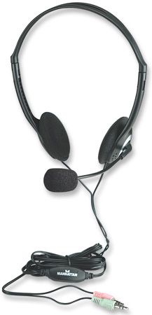 AUDIFONOS DIADEMA MANHATTAN AJUSTABLE CON MICROFONO CONTROL DE VOLUMEN 3.5MM
