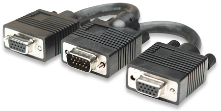CABLE MONITOR "Y" HD15 X 2 NEGRO