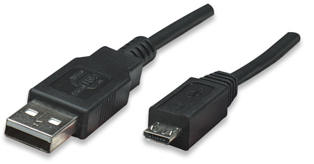 CABLE USB 2.0 TIPO A - MICRO USB 1.8 MTS NEGRO P/DISPOSITIVOS MOVILES