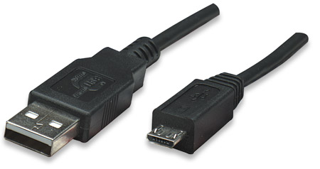 CABLE USB 2.0 TIPO A - MICRO USB 0.5 MTS NEGRO P/DISPOSITIVOS MOVILES