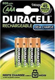 DURACELL STAY CHARGED BATERÍAS RECARGABLES AAA (LR03) 800 MAH, 4 UNIDADES