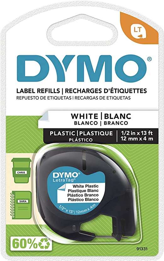 Dymo M91331 Cinta LetraTag BCA Plástico 1/2"
