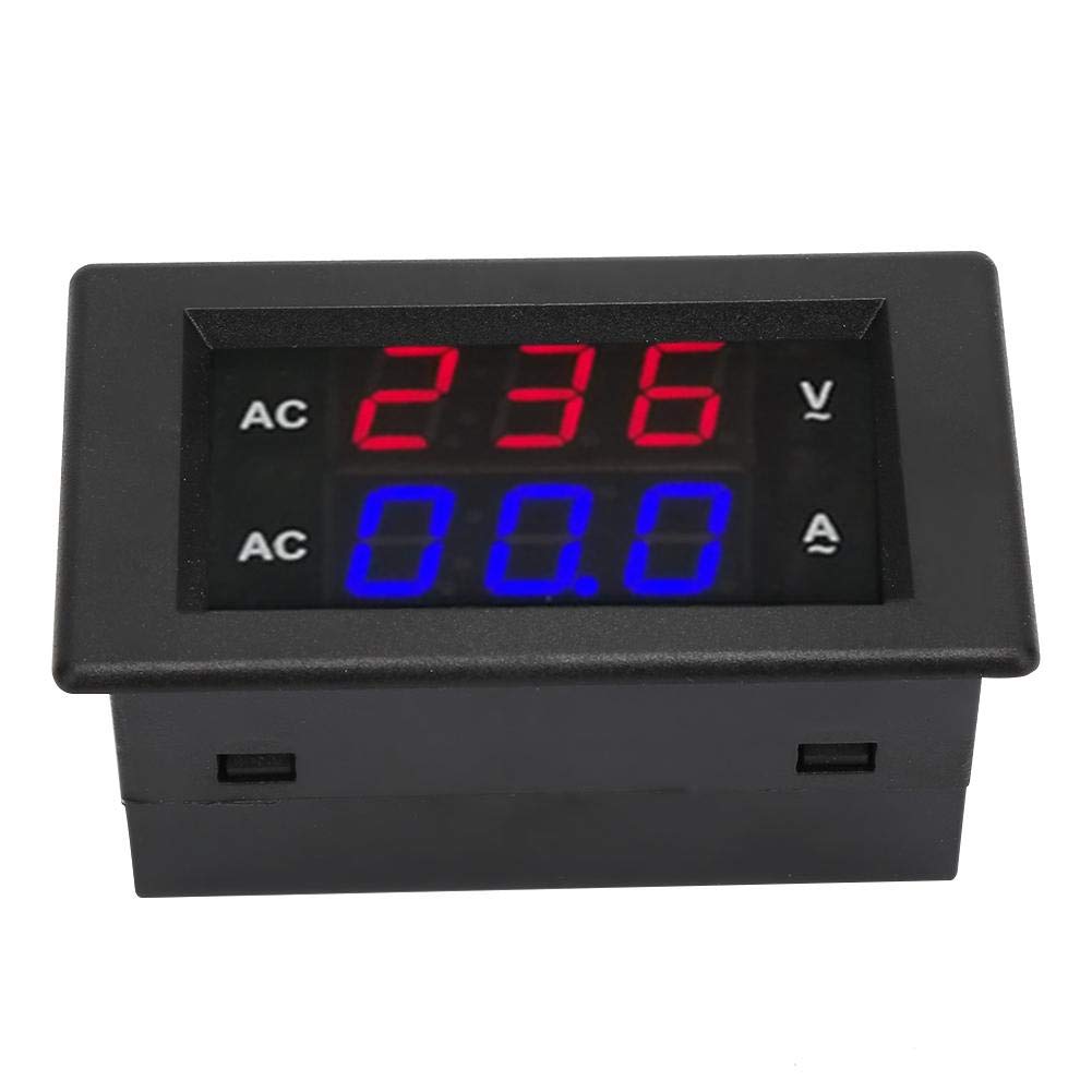 2 en 1 Multímetro de Alta Precisión LED Digital Volt Meter Panel, AC 100~300V 0-100A Voltímetro de Pantalla Dual Amperímetro para batería de motor de automóvil(Rojo-Azul)