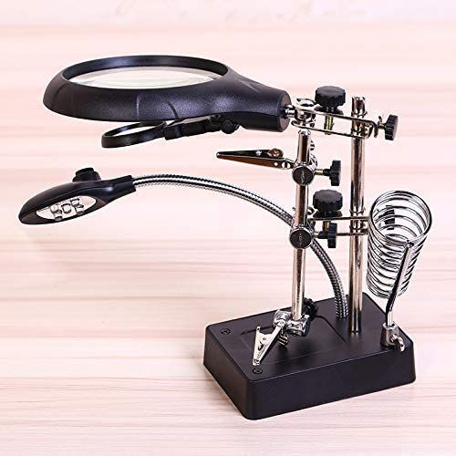 LED Light Helping Hands Magnifier Station 2.5X 5X 8X Light Desktop Magnifier and Lamp Helping Hand Repair Clamp Alligator Auxiliary Clip Stand