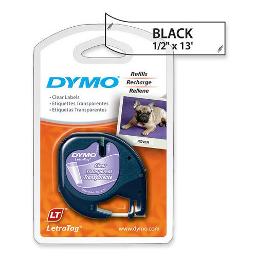 DYMO LetraTag 16952 Printer Tape Cassette 0.50\" Width x 13 ft Length - 1 Each - Plastic - Direct Thermal - Clear