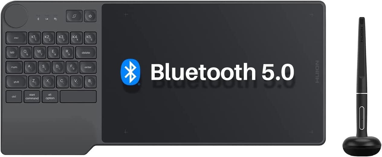 HUION Inspiroy Keydial KD200 Bluetooth 5.0 con teclado Dial 5 teclas Express personalizadas sin batería Stylus PW517 Tilt para PC, Mac, Android, 8.9 x 5.6 pulgadas Pen Tablet