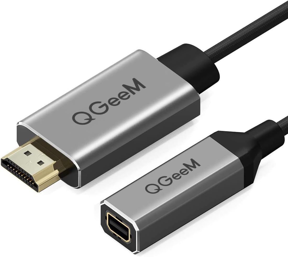 QGeeM - Cable Adaptador HDMI a Mini DisplayPort (20 cm, 4 K x 2 K, HDMI a Mini DP, Adaptador para Sistemas equipados con HDMI, Compatible con VESA DisplayPort 1.2, HDMI 1.4 y HDCP)