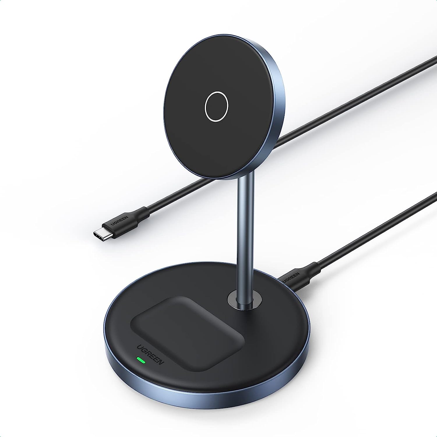 UGREEN Soporte de Carga Inalámbrico, Estación de Carga Inalámbrica 3 en 1,Cargador Inalámbrico con Cable USB-C 1M,Compatible con iPhone15/15 Plus/15 Pro/15 Pro Max/14/13/12/11Series y AirPods Series