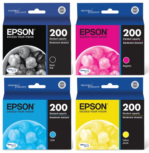 Epson 200 Color (Negro/Cian/Magenta/Amarillo) DURABrite Ultra Paquete de 4 (Incluye 1 Cada Uno de T200120, T200220, T200320, T200420)