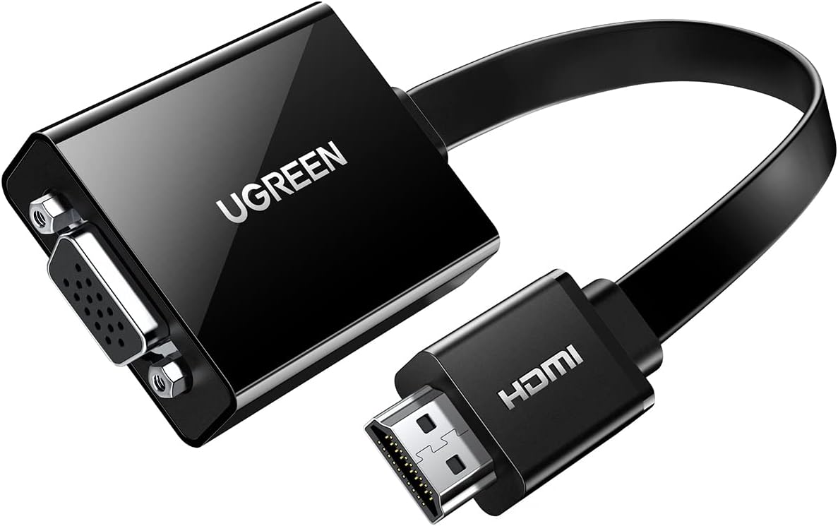 UGREEN Adaptador HDMI a VGA Unidireccuinal (1080P, Audio 3.5mm, con Micro USB para Alimentación),Compatible con PC/Laptop/Consola Nintendo y PS4/ PS5 / TV Box/Raspberry Pi/Projector y HD TV (Negro)