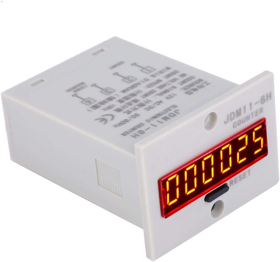CONTADOR ELECTRÓNICO, JDM11-6H SIN CONTADOR DE VOLTAJE 6 DÍGITOS RELÉ DE CONTADOR DE PANTALLA DIGITAL LED ELECTRÓNICO(AC/DC12V)
