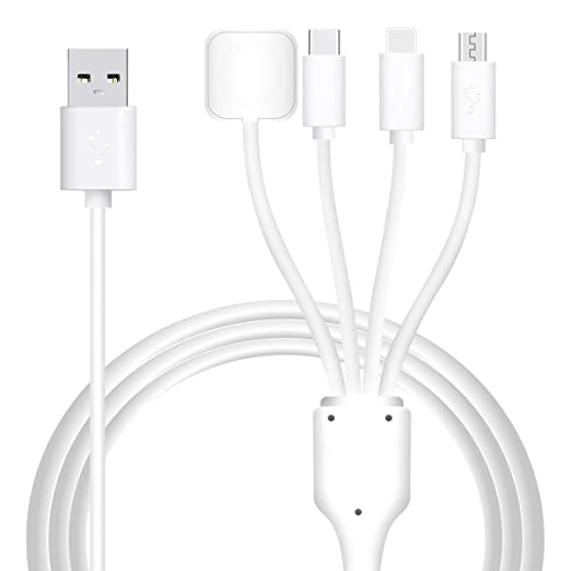 4 in 1 Charger Cable Compatible with Apple Watch iPhone iPad,Magnetic iWatch Charger Charging Cord for Apple Watch 7/6/5/4/3/2/1 SE&Phone 13/12/11/Pro/Max/XS/X&Airpods&Type C, Micro USB