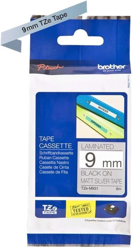 Brother TZe-M921 cinta para impresora de etiquetas Negro sobre metálico - Cintas para impresoras de etiquetas (Negro sobre metálico, TZe, Brother, P-touch, 9 mm, 8 m)