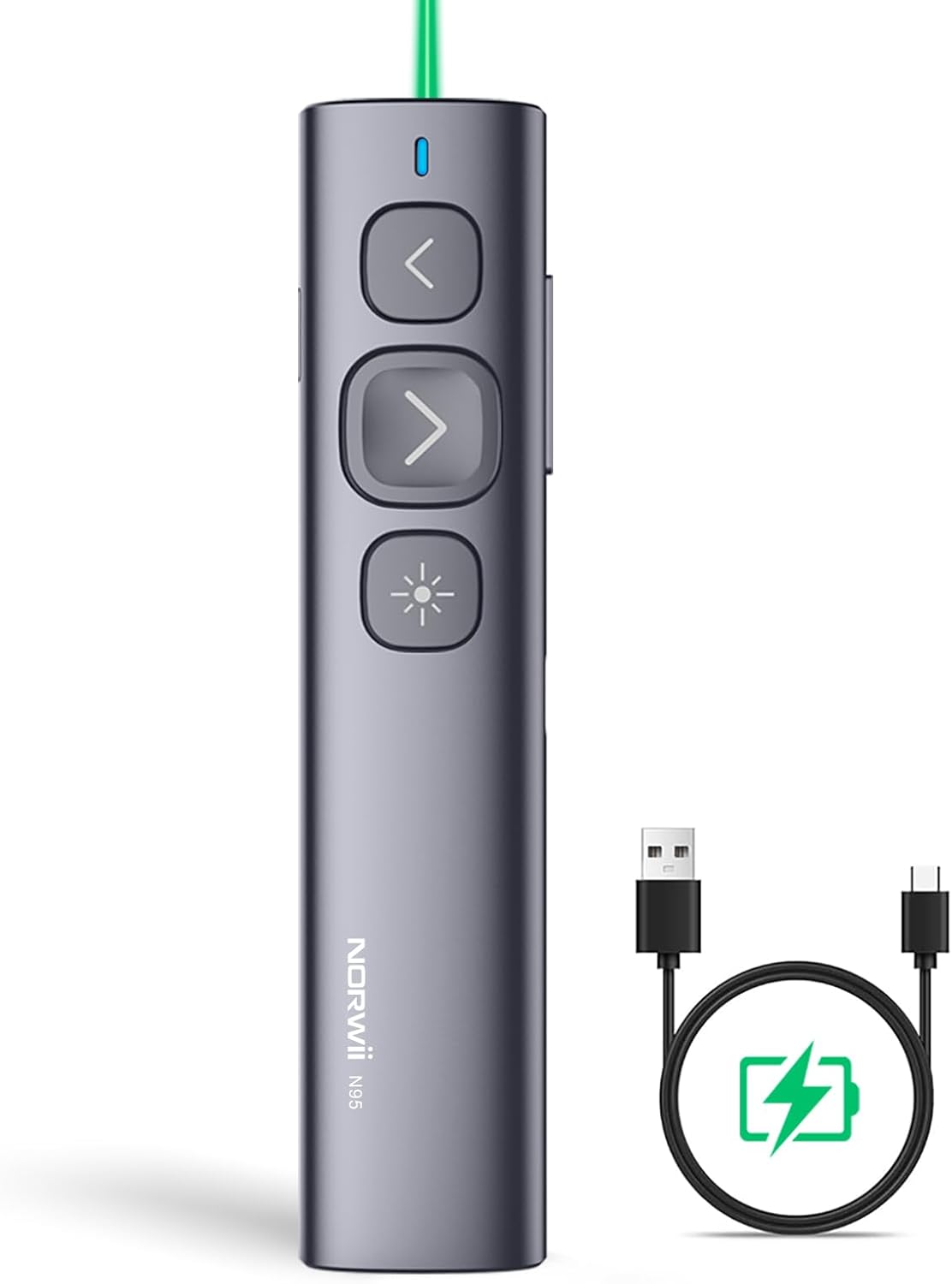 Clicker De Presentación Norwii N95, Clicker De Powerpoint De Verde-usb